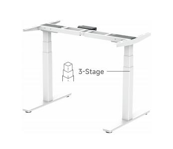 Dual-motor 3-stage desk frame